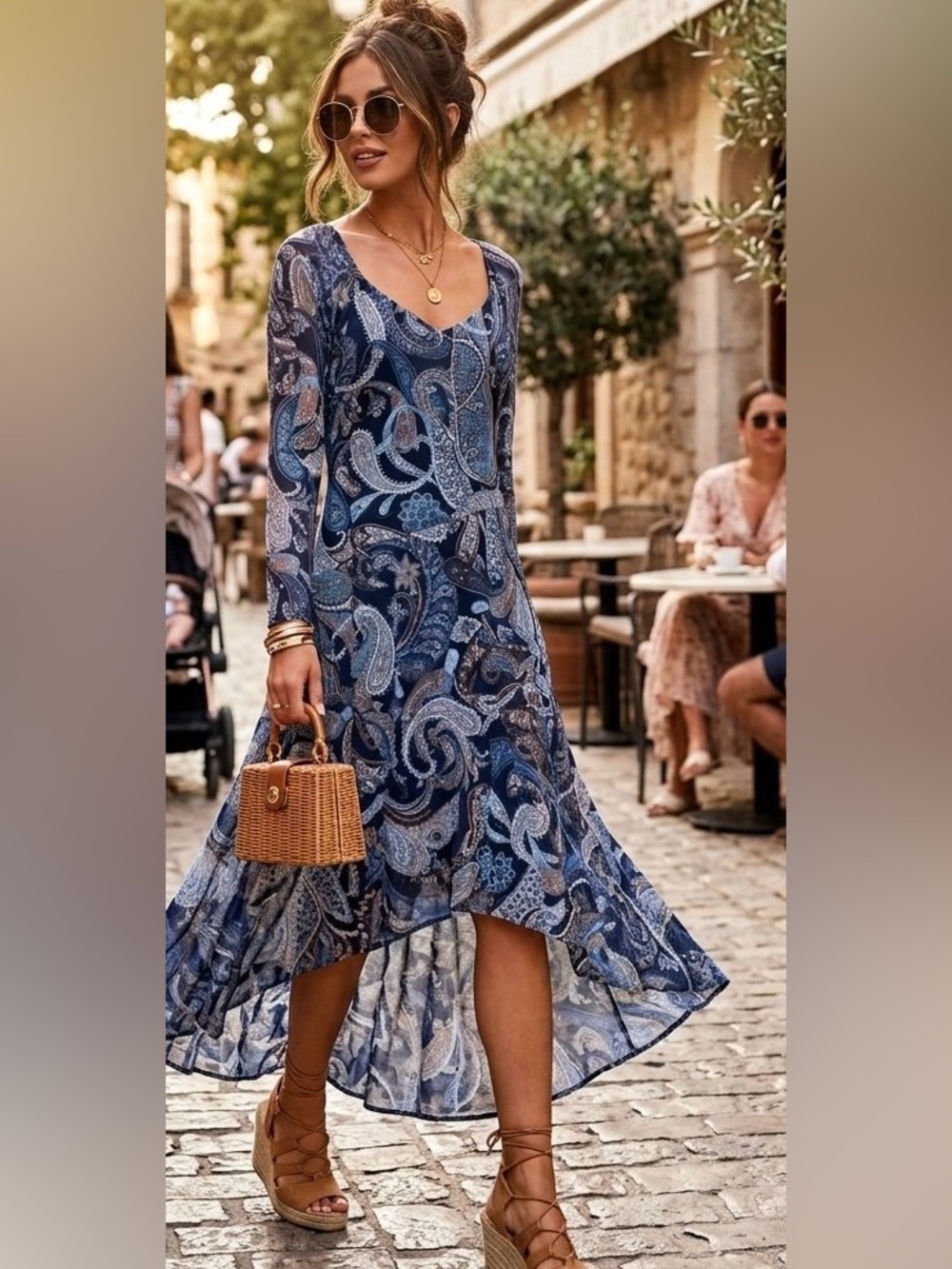Harlow & Rose long-sleeve paisley dress Size XL